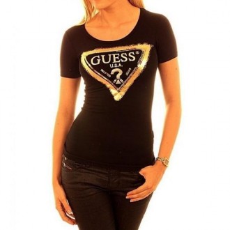 TEE SHIRT GUESSE FEMME NOIR OR