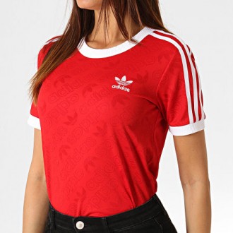 TEE SHIRT ROUGE BLANC ADIDAS