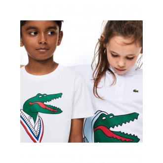 TEE SHIRT GARCON LACOSTE BLANC