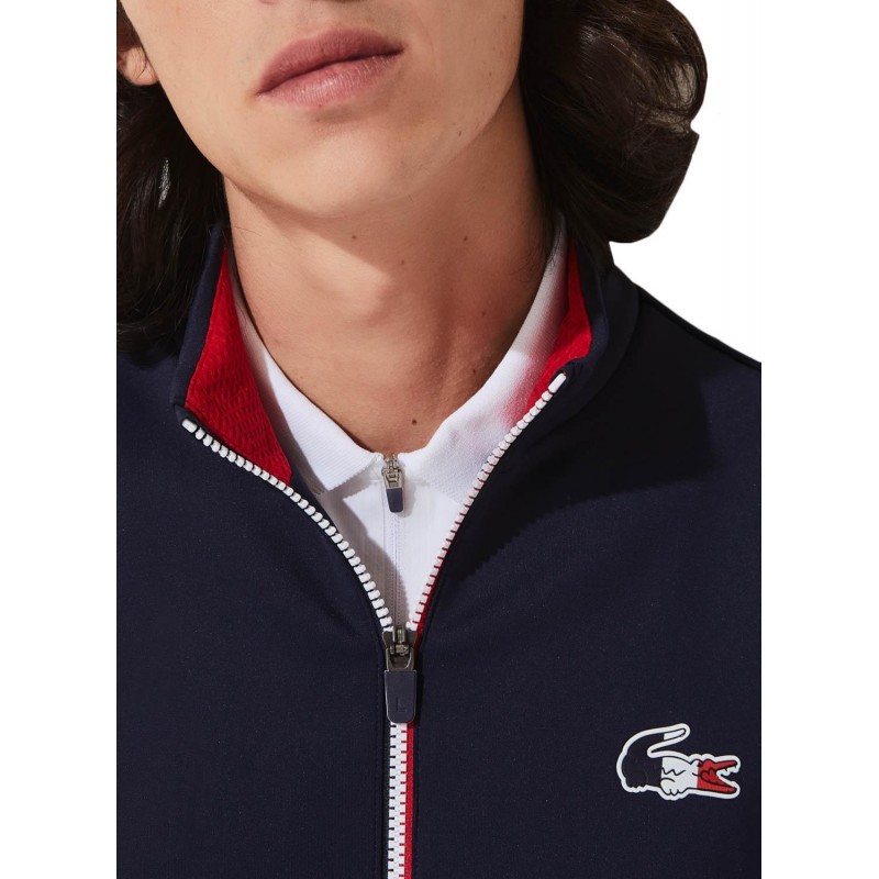 gilet lacoste noir et rouge