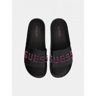 Claquette guess noire rose