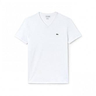 tshirt Lacoste blanc uni col V