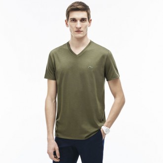 Tee shirt Lacoste armee col v